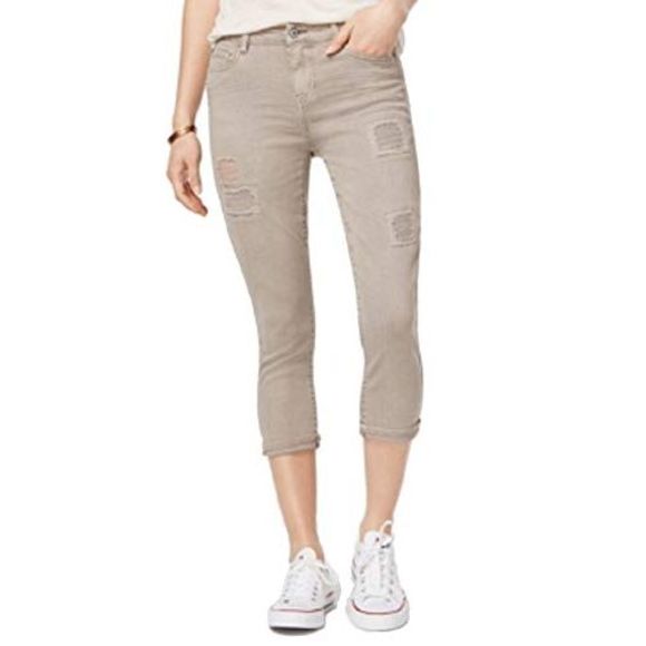 Vanilla Star Juniors Cropped Rip Repair Colored Skinny Jeans - Picture 2 of 3